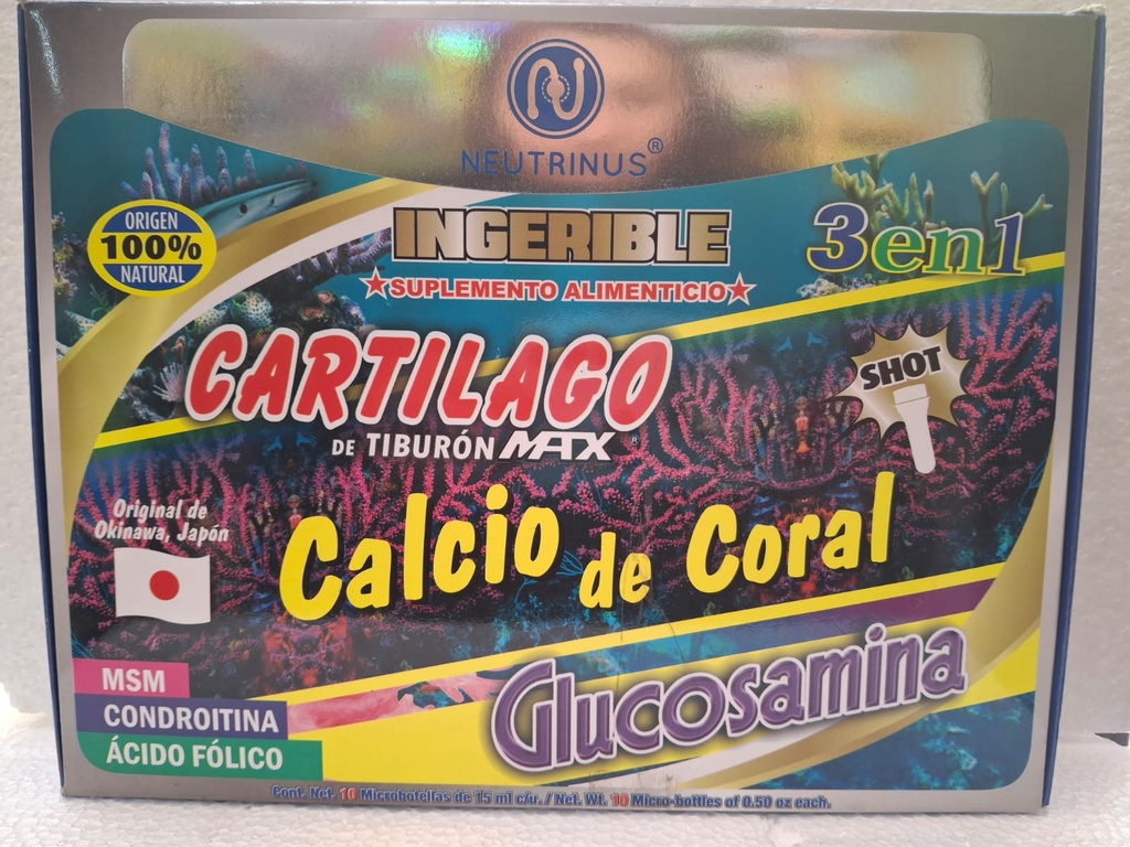 CARTILAGO DE TIBURON 3 EN 1 CALCIO DE CORAL INGERIBLES
