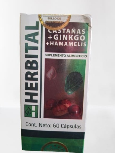 [7503014074089] CASTAÑAS MAS GINKGO 60 CAP HERBITAL